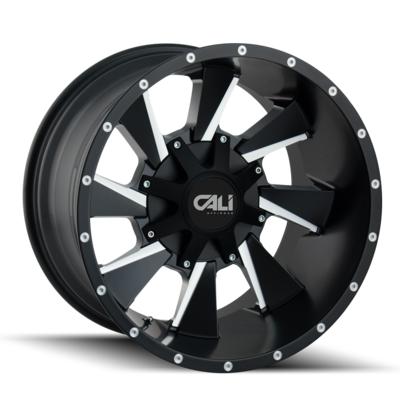 Cali Off-Road Distorted 9106, 20x9 Wheel with 8x180 Bolt Pattern - Satin Black Milled - 9106-2978M18
